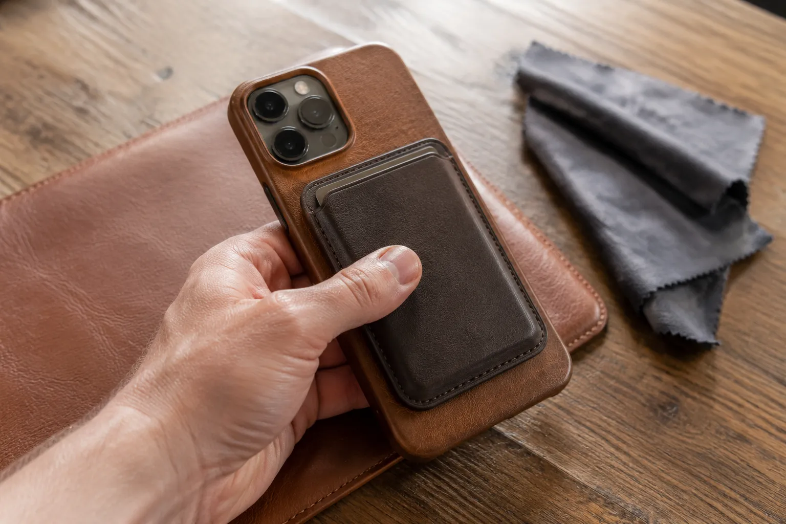 Attaching a MagSafe Wallet to a Leather Case Without Leaving Marks