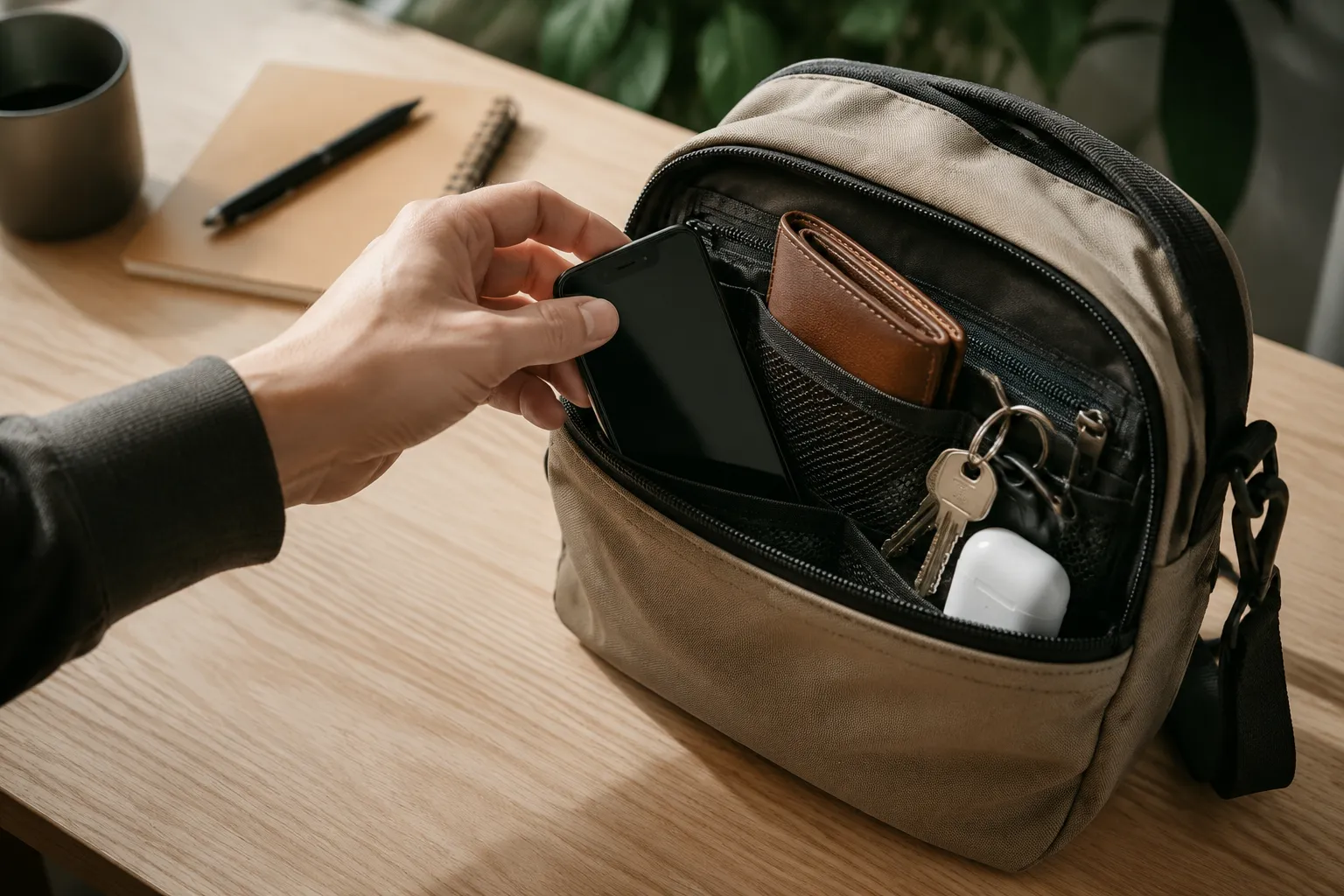 One Bag, Four Items: Organizing Phone, Wallet, Keys, and Earbuds Smartly
