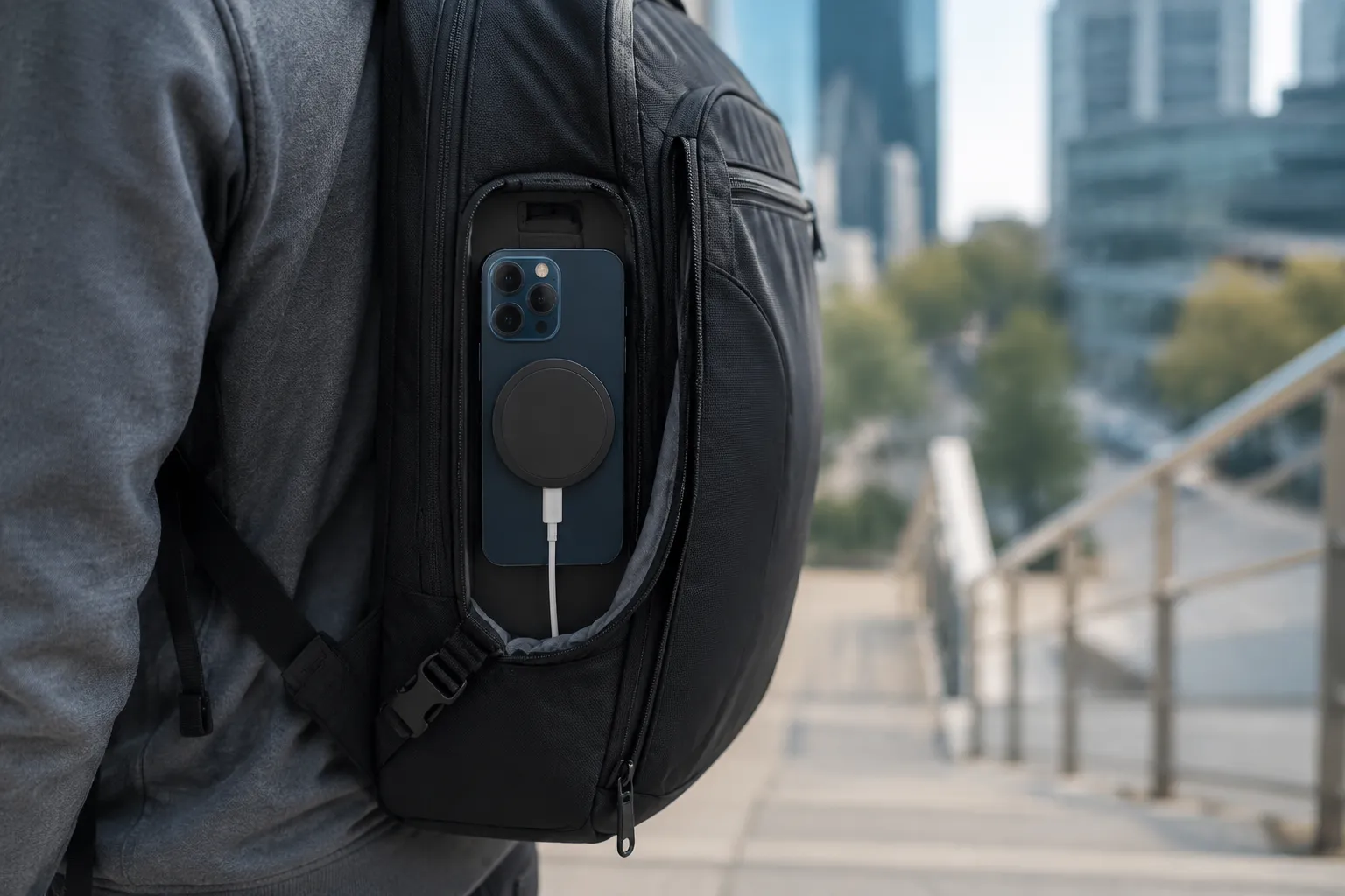 Power on the Move: Backpacks with Built-In MagSafe Charging Pockets